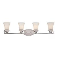 Nuvo Lighting 4 Light Brushed Nickel Satin White Glass Shades Vanity Light Fixture