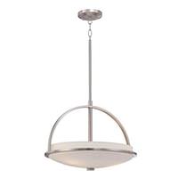 View 3 Light Brushed Nickel Satin White Glass Shade Pendant Light Fixture