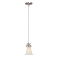 View 1 Light Brushed Nickel Satin White Glass Shade Mini Pendant Light Fixture
