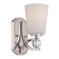 View 1 Light Polished Nickel Satin White Glass Shade Vanity Light Fixture