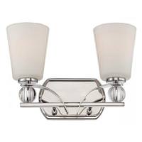 View 2 Light Polished Nickel Satin White Glass Shades Vanity Light Fixture