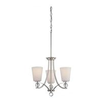 View 3 Light Polished Nickel Satin White Glass Shades Chandelier Light Fixture