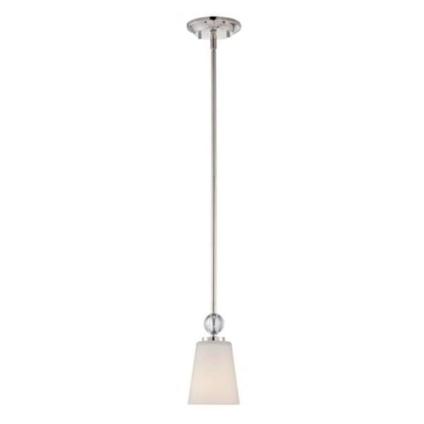 1 Light Polished Nickel Satin White Glass Shade Mini Pendant Light Fixture