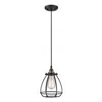 Nuvo Lighting 1 Light Rustic Bronze Caged Mini Pendant Light Fixture
