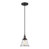 Nuvo Lighting 1 Light Rustic Bronze Clear Glass Shade Mini Pendant Light Fixture