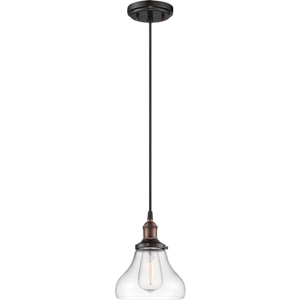1 Light Rustic Bronze Clear Glass Shade Pendant Light Fixture