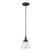 Nuvo Lighting 1 Light Rustic Bronze Clear Glass Shade Mini Pendant Light Fixture