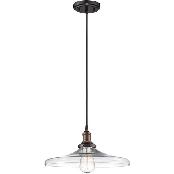 1 Light Rustic Bronze Clear Glass Shade Pendant Light Fixture