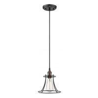 Nuvo Lighting 1 Light Rustic Bronze Caged Mini Pendant Light Fixture