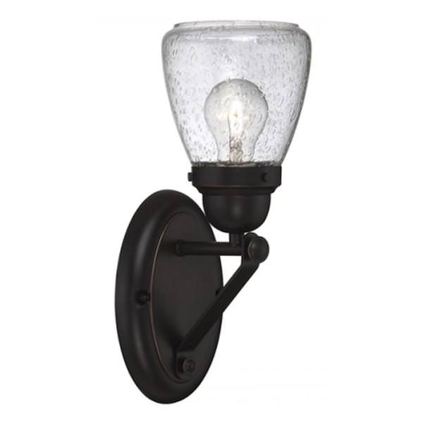 1 Light Sudbury Bronze Clear Seeded Glass Shade Vanity Light Fixture