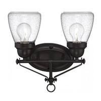 View 2 Light Sudbury Bronze Clear Seeded Glass Shades Vanity Light Fixture