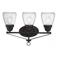 View 3 Light Sudbury Bronze Clear Seeded Glass Shades Vanity Light Fixture