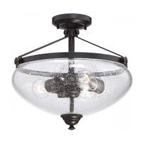 View 3 Light Sudbury Bronze Clear Seeded Glass Shade Ceiling Light Fixture