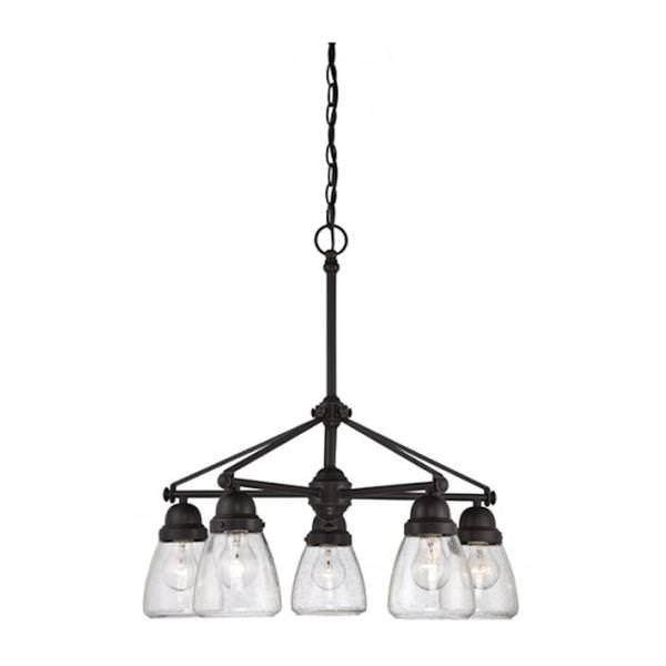 5 Light Sudbury Bronze Clear Seeded Glass Shades Chandelier Light Fixture