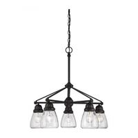 View 5 Light Sudbury Bronze Clear Seeded Glass Shades Chandelier Light Fixture