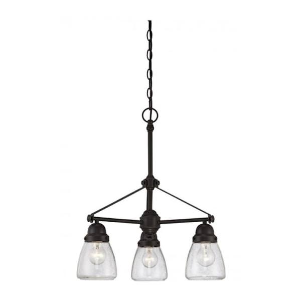 3 Light Sudbury Bronze Clear Seeded Glass Shades Chandelier Light Fixture