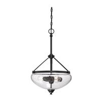 View 3 Light Sudbury Bronze Clear Seeded Glass Shades Pendant Light Fixture