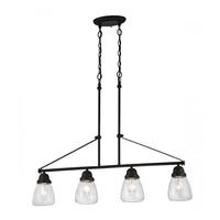View 4 Light Sudbury Bronze Clear Seeded Glass Shades Island Pendant Light Fixture