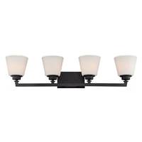 Nuvo Lighting 4 Light Aged Bronze Satin White Glass Shades Vanity Light Fixture