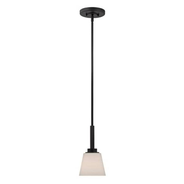 1 Light Aged Bronze Satin White Glass Shade Mini Pendant Light Fixture