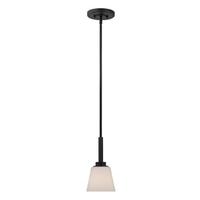 View 1 Light Aged Bronze Satin White Glass Shade Mini Pendant Light Fixture