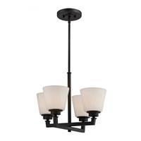 View 4 Light Aged Bronze Satin White Glass Shades Chandelier Light Fixture