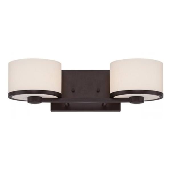 2 Light Venetian Bronze Etched Opal Glass Shades Vanity Light Fixture