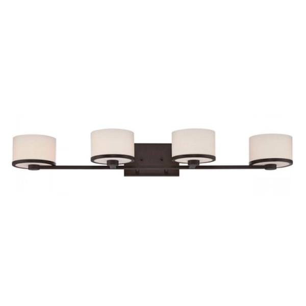 4 Light Venetian Bronze Etched Opal Glass Shades Vanity Light Fixture