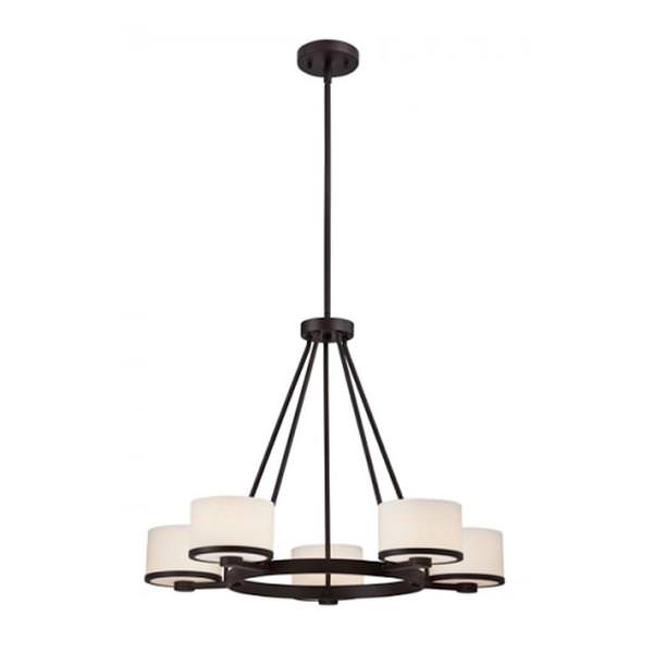 5 Light Venetian Bronze Etched Opal Glass Shades Chandelier Light Fixture