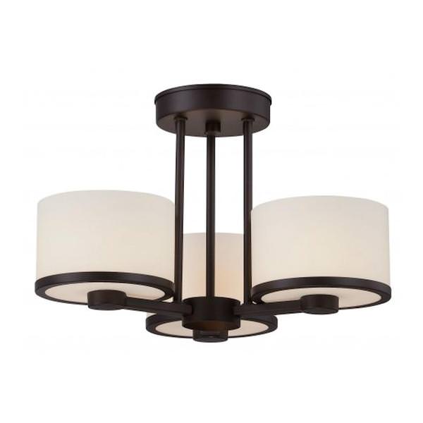 3 Light Venetian Bronze Etched Opal Glass Shade Ceiling Light Fixture
