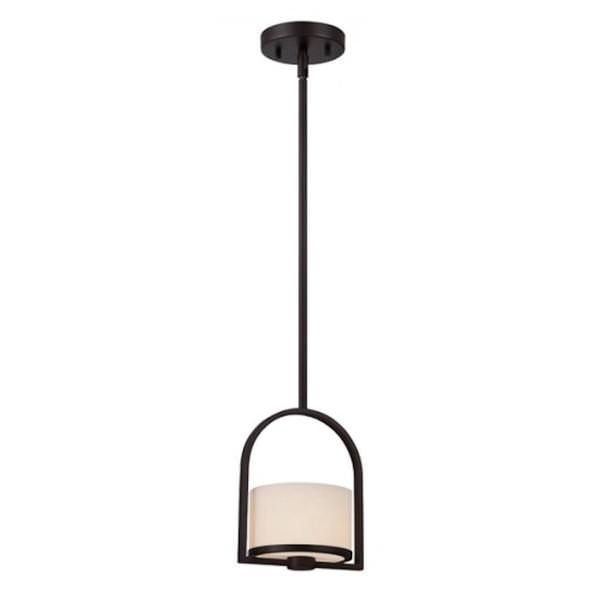 1 Light Venetian Bronze Etched Opal Glass Shade Mini Pendant Light Fixture