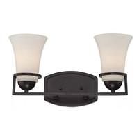 View 2 Light Sudbury Bronze Satin White Glass Shades Vanity Light Fixture