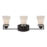 View 3 Light Sudbury Bronze Satin White Glass Shades Vanity Light Fixture