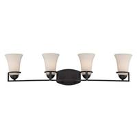 Nuvo Lighting 4 Light Sudbury Bronze Satin White Glass Shades Vanity Light Fixture