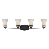 View 4 Light Sudbury Bronze Satin White Glass Shades Vanity Light Fixture