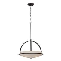 View 3 Light Sudbury Bronze Satin White Glass Shade Pendant Light Fixture