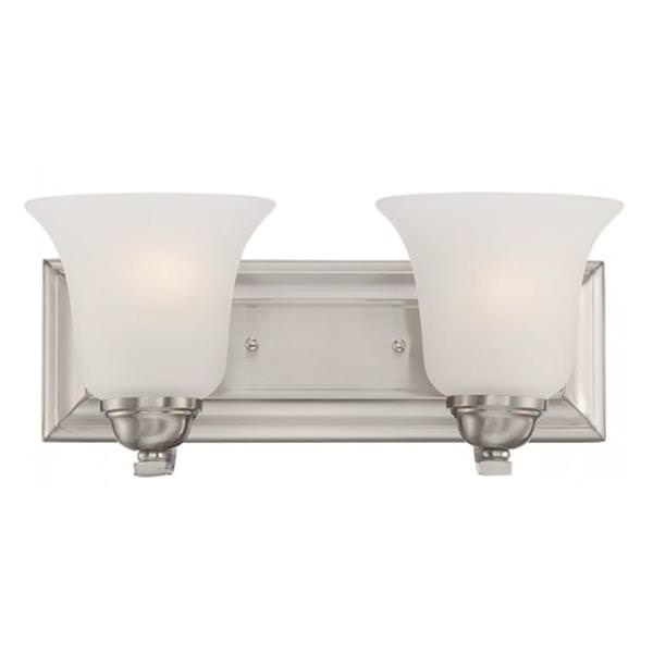 2 Light Brushed Nickel Frosted Glass Shades Vanity Light Fixture