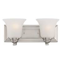 View 2 Light Brushed Nickel Frosted Glass Shades Vanity Light Fixture