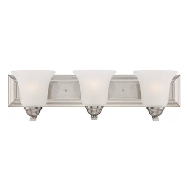 3 Light Brushed Nickel Frosted Glass Shades Vanity Light Fixture