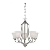View 5 Light Brushed Nickel Frosted Glass Shades Chandelier Light Fixture