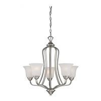 View 5 Light Brushed Nickel Frosted Glass Shades Chandelier Light Fixture