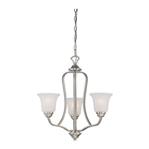 3 Light Brushed Nickel Frosted Glass Shades Chandelier Light Fixture