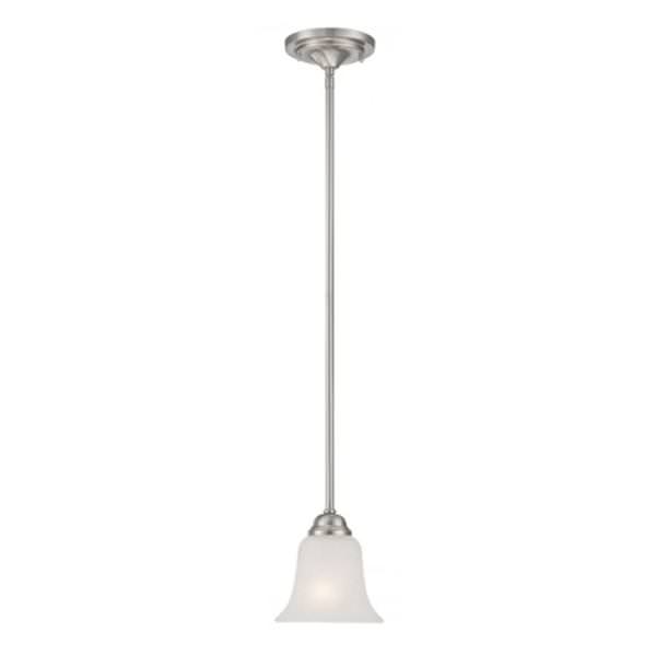 1 Light Brushed Nickel Frosted Glass Shade Mini Pendant Light Fixture