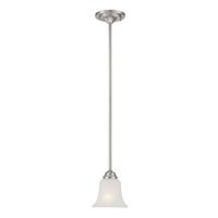 View 1 Light Brushed Nickel Frosted Glass Shade Mini Pendant Light Fixture