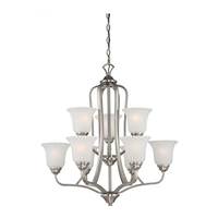 View 9 Light Brushed Nickel Frosted Glass Shades Chandelier Light Fixture