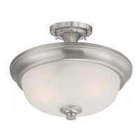 View 2 Light Brushed Nickel Frosted Glass Shade Ceiling Light Fixture