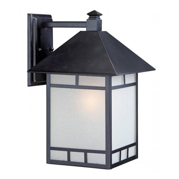 1 Light 9" Stone Black Frosted Seed Glass Shade Wall Light Fixture