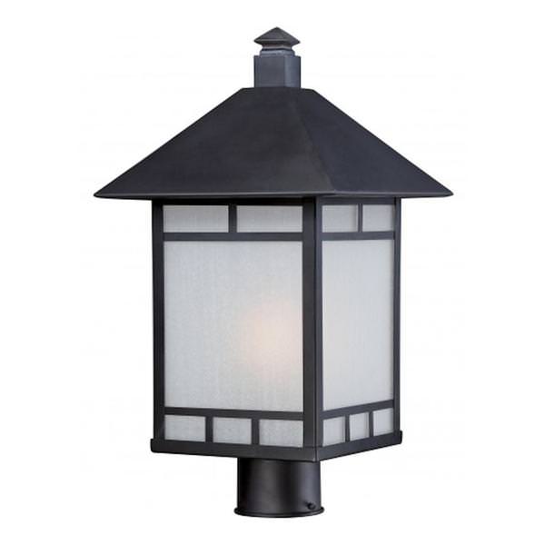 1 Light 18" Stone Black Frosted Seed Glass Shade Post Lantern Light Fixture