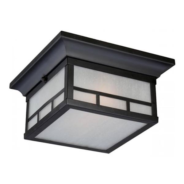 2 Light Stone Black Frosted Seed Glass Shade Flush Mount Ceiling Light Fixture
