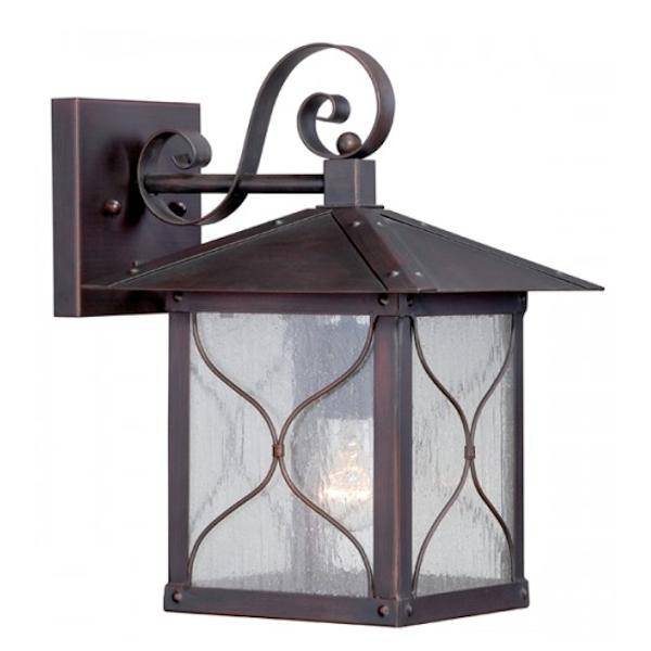 1 Light 9" Classic Bronze Clear Seed Glass Shade Wall Light Fixture